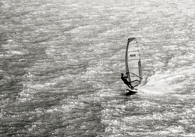 Surfer am Gardasee, Sonnenuntergang, Torbole