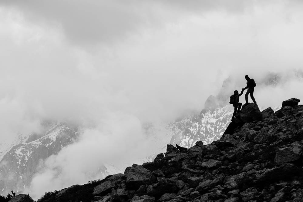 Unterstützung, Hilfe, Die Bergwanderer