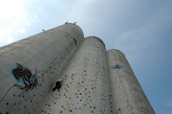 Klettern am Silo auf Fehmarn, Siloclimbing