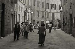 Siena (Toskana), Italien, Straßenszene in Schwarzweiss